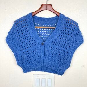 Handmade Womens Bolero Top Sz M Crochet Sweater Whimsigoth Layering Indie Grunge